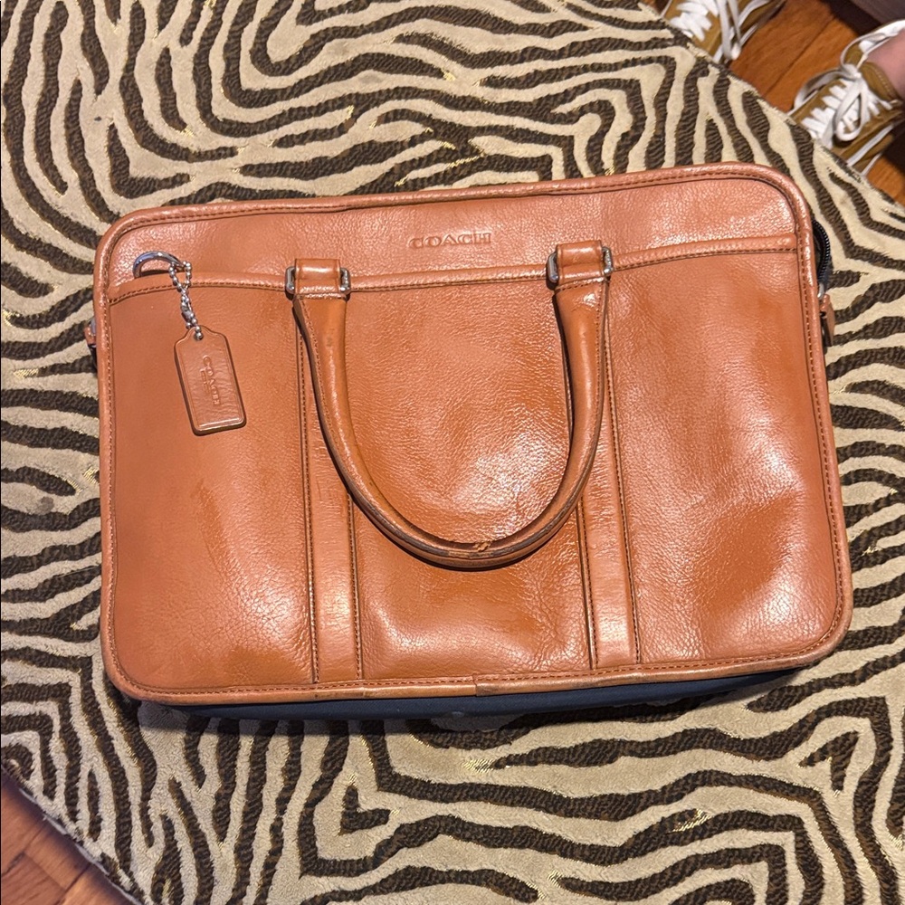 Coach Men’s Leather Laptop Briefcase in Cognac - Picture 1 of 5